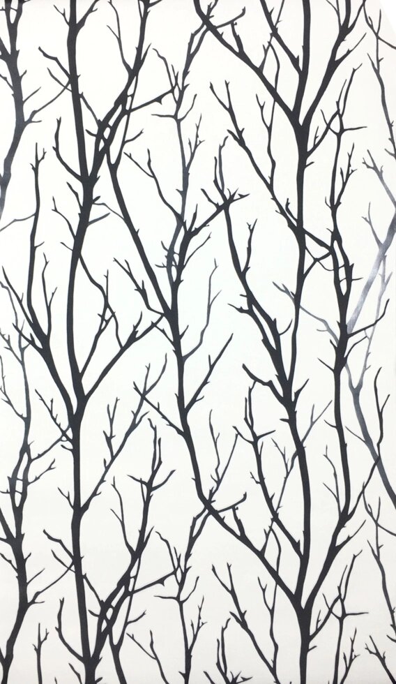 Стильные немецкие обои 2683-41, с черными ветками растений на белом фоне, моющиеся виниловые на флизелиновой основе ##от компании## Интернет-магазин обоев kupit-oboi. com. ua - ##фото## 1