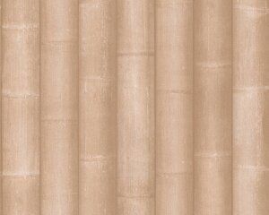 Світлі коричневі шпалери 96184-2, з 3д імітацією широких стебел бамбука, об'ємний малюнок - графіка у східному стилі