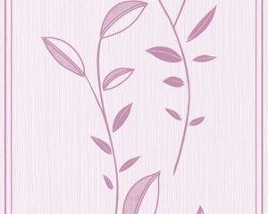 Світлі німецькі шпалери 7856-40, з листям і гілками рослин, візерунок кольору маджента, на блідо-рожевому тлі, миються