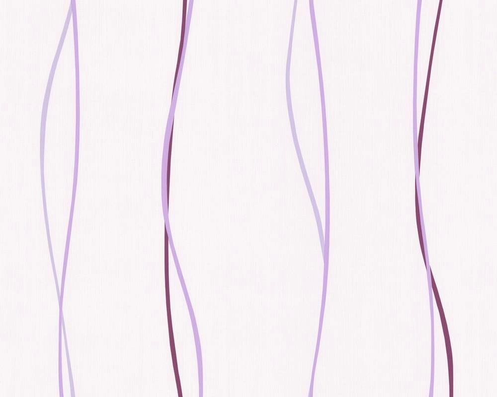 Світлі паперові німецькі шпалери 8769-28, в абстрактну хвилясту смужку, тонку бузкову та фіолетову на білому тлі від компанії Інтернет-магазин шпалер "Німецький Дім" - фото 1