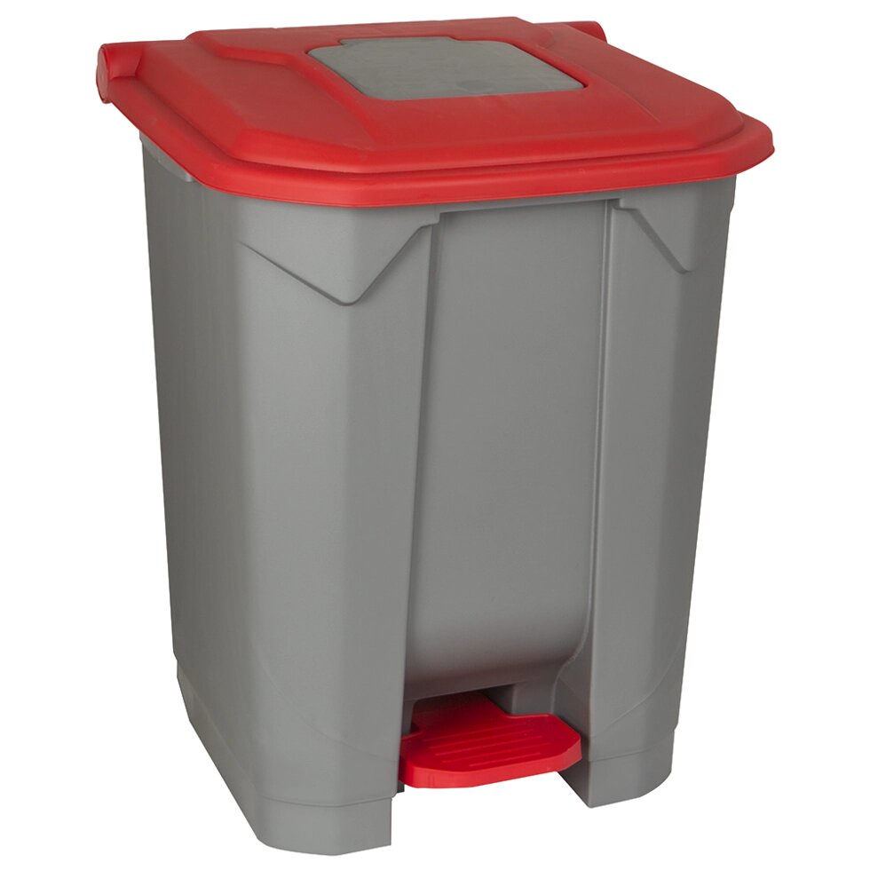 Бак для сміття з педаллю 50 л сіро-червоний від компанії CleanSpot - професійний вибір санітарно-гігієнічного приладдя - фото 1