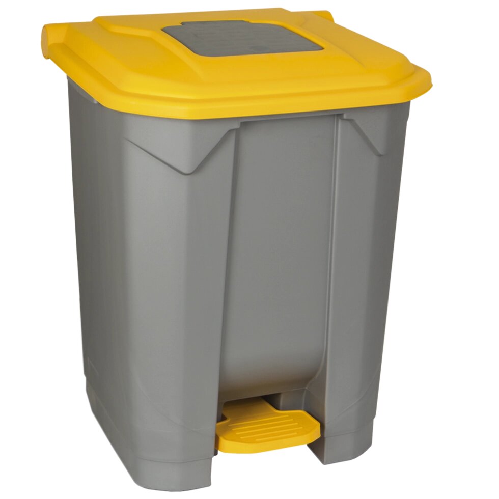 Бак для сміття з педаллю 50 л сіро-жовтий від компанії CleanSpot - професійний вибір санітарно-гігієнічного приладдя - фото 1