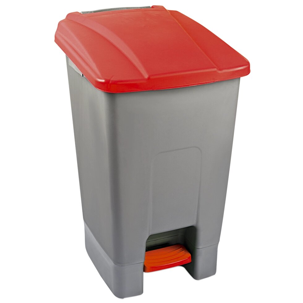 Бак для сміття з педаллю 70 л сіро-червоний від компанії CleanSpot - професійний вибір санітарно-гігієнічного приладдя - фото 1