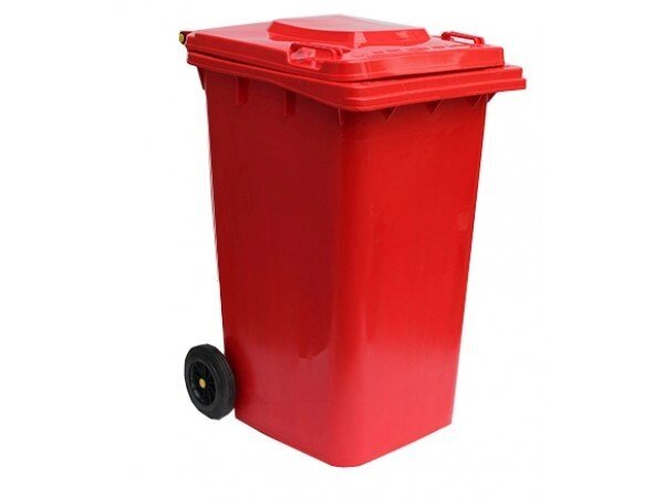 Контейнер для сміття 240л червоний від компанії CleanSpot - професійний вибір санітарно-гігієнічного приладдя - фото 1
