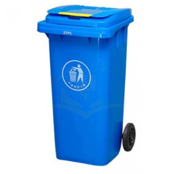 Контейнер для сміття пластиковий 360 л синій від компанії CleanSpot - професійний вибір санітарно-гігієнічного приладдя - фото 1