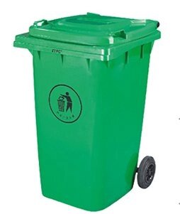 Контейнер для сміття пластиковий 360 л зелений від компанії CleanSpot - професійний вибір санітарно-гігієнічного приладдя - фото 1