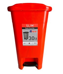 Відро для сміття побутове з педаллю на 30л пластик (червоне)