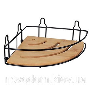 Полиця кутова PLAIN, чорна з бамбуком (08049)