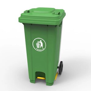 Контейнер для сміття з пластиковою педаллю 120л зелений