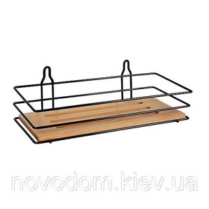 Полиця прямокутна PLAIN, чорна з бамбуком (08051)