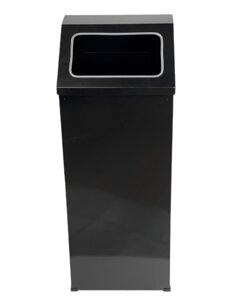Прямокутне відро для сміття з відкритою кришкою (чорне) / Відро повністю з нержавіючої сталі марки AISI 430, об'ємом 80