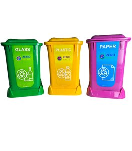 Контейнери для сортування сміття 3 в 1 на 50 л / Пластикові кольорові контейнери об'ємом 50 літрів.