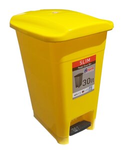Корзина для сміття з педаллю SLIM жовтий пластик, 30 л SPK-30 105
