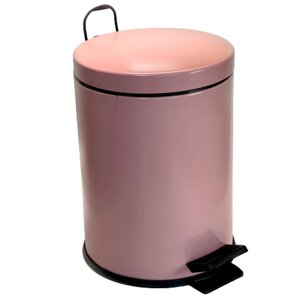 Відро для сміття з педаллю кругле 5 літрів з нержавіючої сталі рожеве 26см, діаметр 21см.