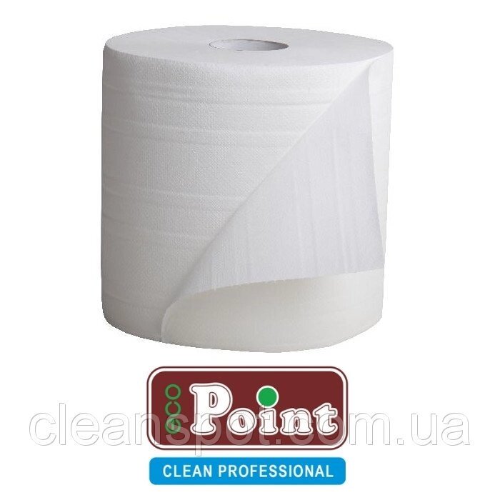Рулонний рушник паперовий білий Eco Point 1000 відрівів двошарова 26см від компанії CleanSpot - професійний вибір санітарно-гігієнічного приладдя - фото 1