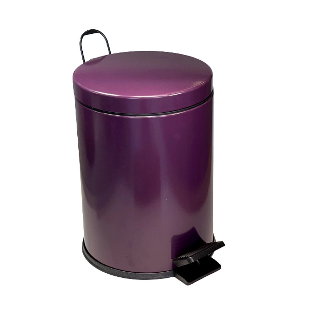 Відро для сміття з педаллю кругле 12 л з нержавіючої сталі фіолетове 35см, діаметр 25см від компанії CleanSpot - професійний вибір санітарно-гігієнічного приладдя - фото 1