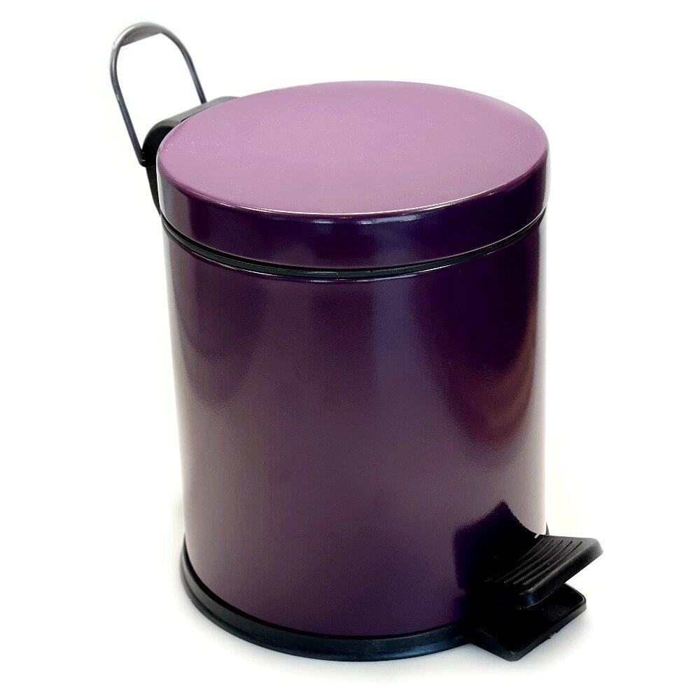 Відро для сміття з педаллю з нержавійки кругле фіолетове 26см, діаметр 21см. 5 літрів від компанії CleanSpot - професійний вибір санітарно-гігієнічного приладдя - фото 1