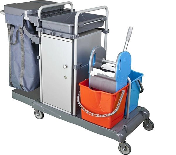 Візок для покоївок з шафою для інвентарю KA802SB від компанії CleanSpot - професійний вибір санітарно-гігієнічного приладдя - фото 1