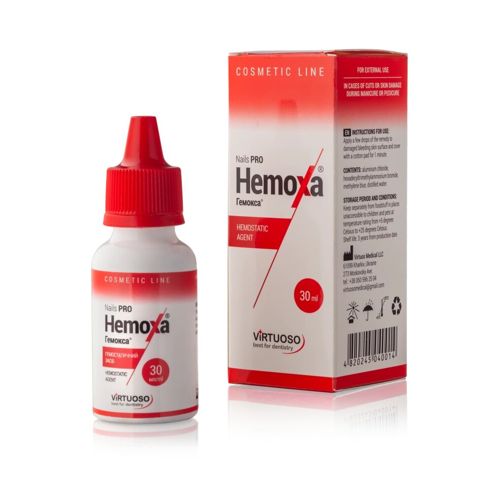 Кровоостанавливающая жидкость "Hemoxa" 30 ml. ##от компании## Интернет магазин студии "Волшебный Ноготок" - ##фото## 1