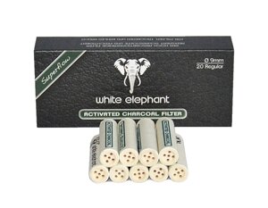 Фильтрb трубочнi 050651 White Elephant, уголь/керамiка, 9 мм, 20 шт. уп