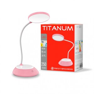 LED лампа настiльна з акумулятором TITANUM TLTF-022P 7W 3000-6500K USB рожева