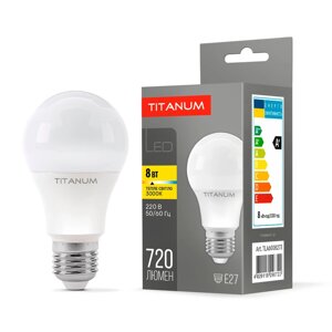 LED лампа titanum A60 8W E27 3000K