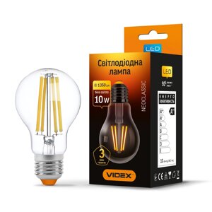 LED лампа VIDEX filament A60F 10W E27 4100K 220V