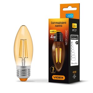 LED лампа VIDEX Filament C37FA 4W E27 2200K 220V