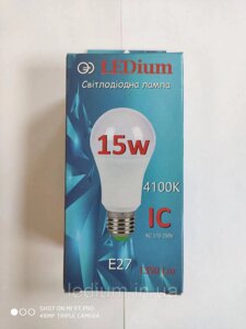 Світлодіодна лампа 15 W E27 A60 4100K LEDIUM