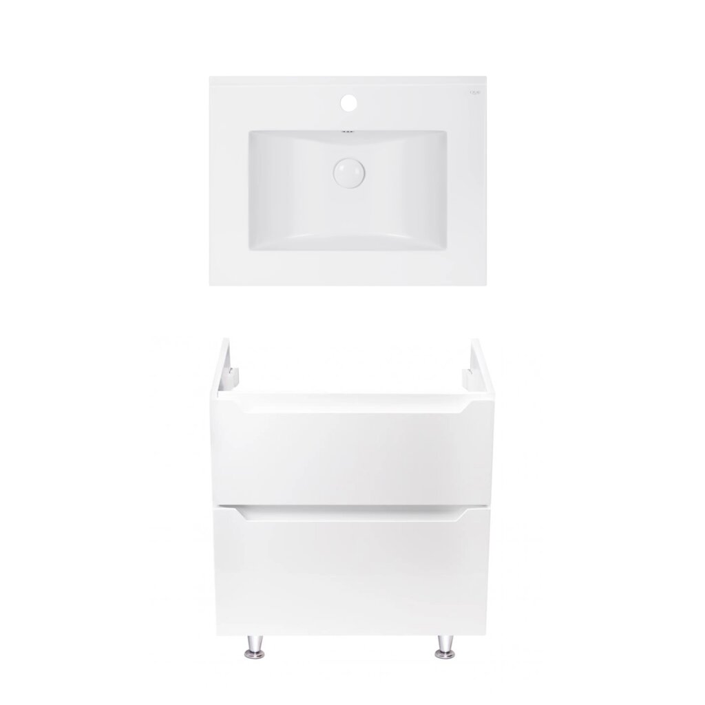 Комплект Qtap тумба підлогова Scorpio 600х825х460 мм White + раковина врізна Albatross E QT71SC43954 від компанії Romashka - фото 1