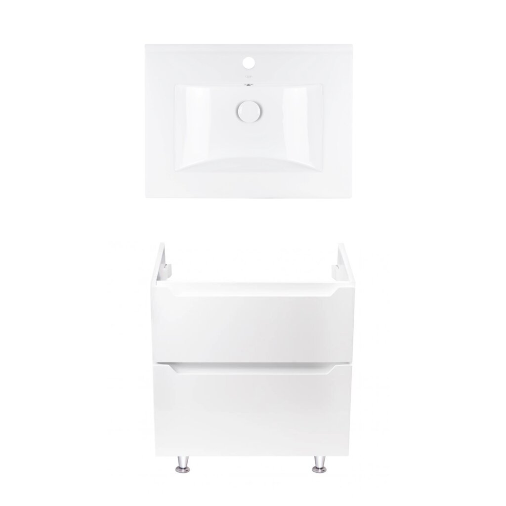 Комплект Qtap тумба підлогова Scorpio 600х825х460 мм White + раковина врізна Albatross QT71SC43951 від компанії Romashka - фото 1