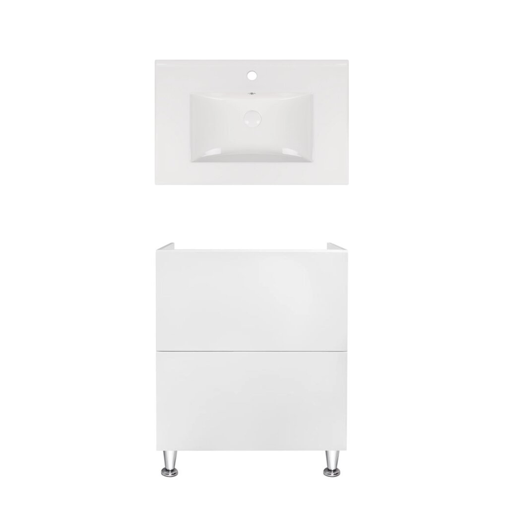 Комплект Qtap тумба підлогова Tern 700х725х437 мм White + раковина врізна Albatross New QT71TE44091 від компанії Romashka - фото 1