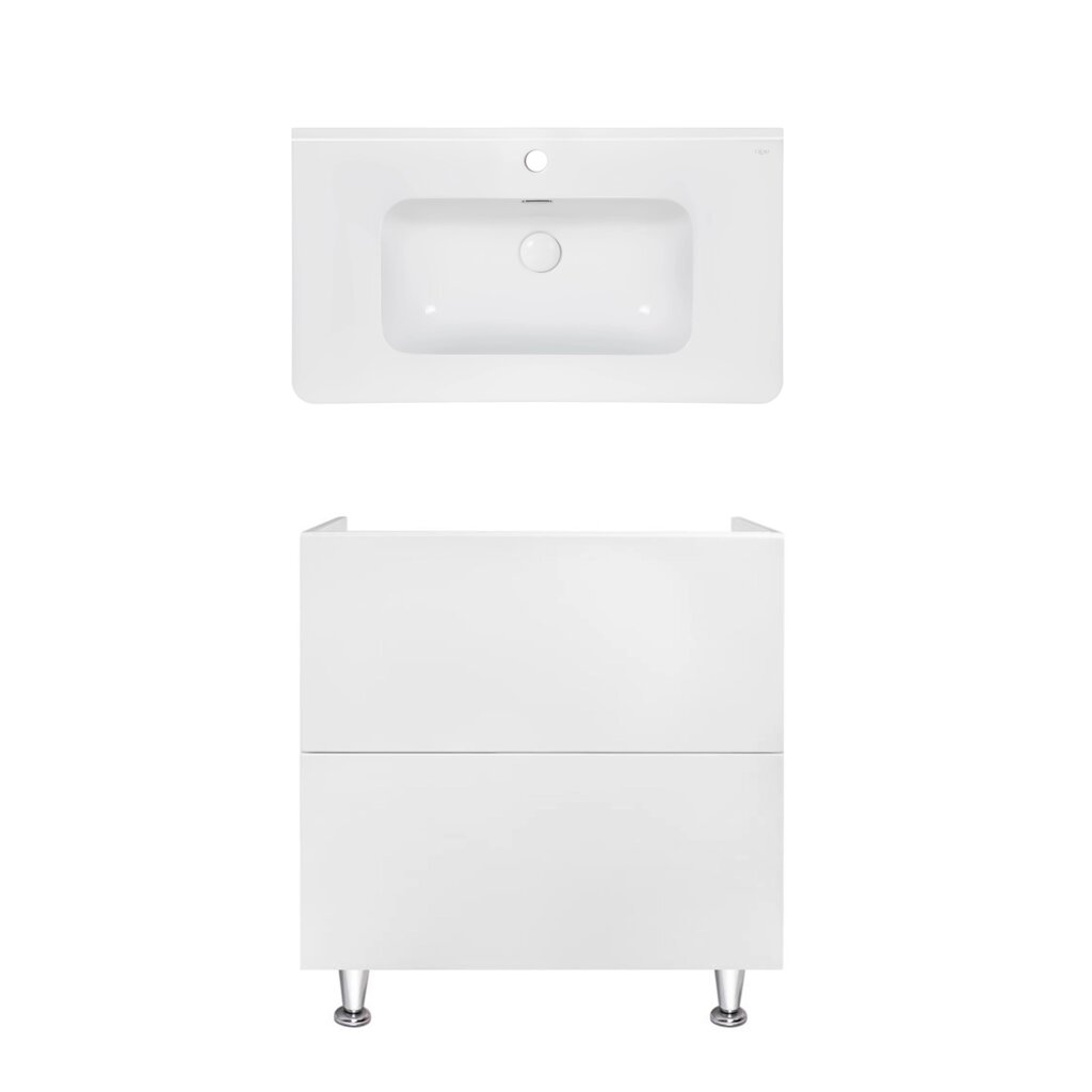 Комплект Qtap тумба підлогова Tern 800х725х437 мм White + раковина врізна Albatross 9H QT71TE44094 від компанії Romashka - фото 1