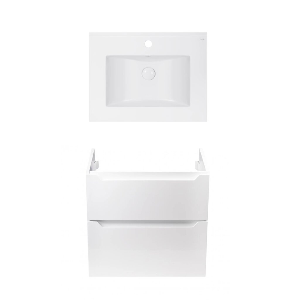 Комплект Qtap тумба підвісна Scorpio 600х585х460 мм White + раковина врізна Albatross E QT71SC43967 від компанії Romashka - фото 1