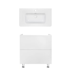 Комплект Qtap тумба підлогова Tern 800х725х437 мм White + раковина врізна Albatross 9H QT71TE44094