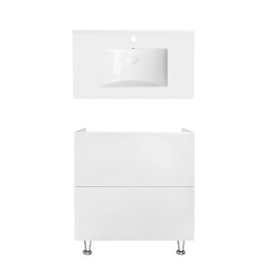 Комплект Qtap тумба підлогова Tern 800х725х437 мм White + раковина врізна Albatross QT71TE44092