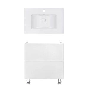 Комплект Qtap тумба підлогова Tern 800х725х437 мм White + раковина врізна Albatross E QT71TE44095