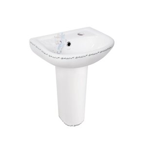 Раковина підлогова з дитячою п'єдесталом Qtap Baby 375x305x520 White з малюнком, з донним клапаном QT2311LP304BW