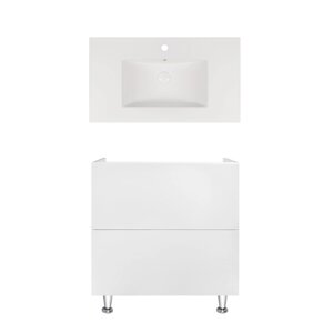 Комплект Qtap тумба підлогова Tern 800х725х437 мм White + раковина врізна Albatross New QT71TE44096