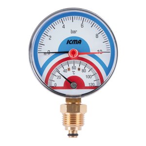 Термоманометр Icma №258 радіаторний із запірним клапаном 1/2"