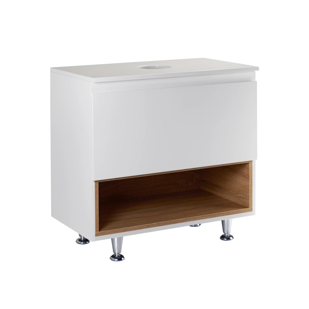 Тумба підлогова Qtap Robin 700х616х437 White/Whitish oak зі стільницею QT1380TNН7001WWO від компанії Romashka - фото 1