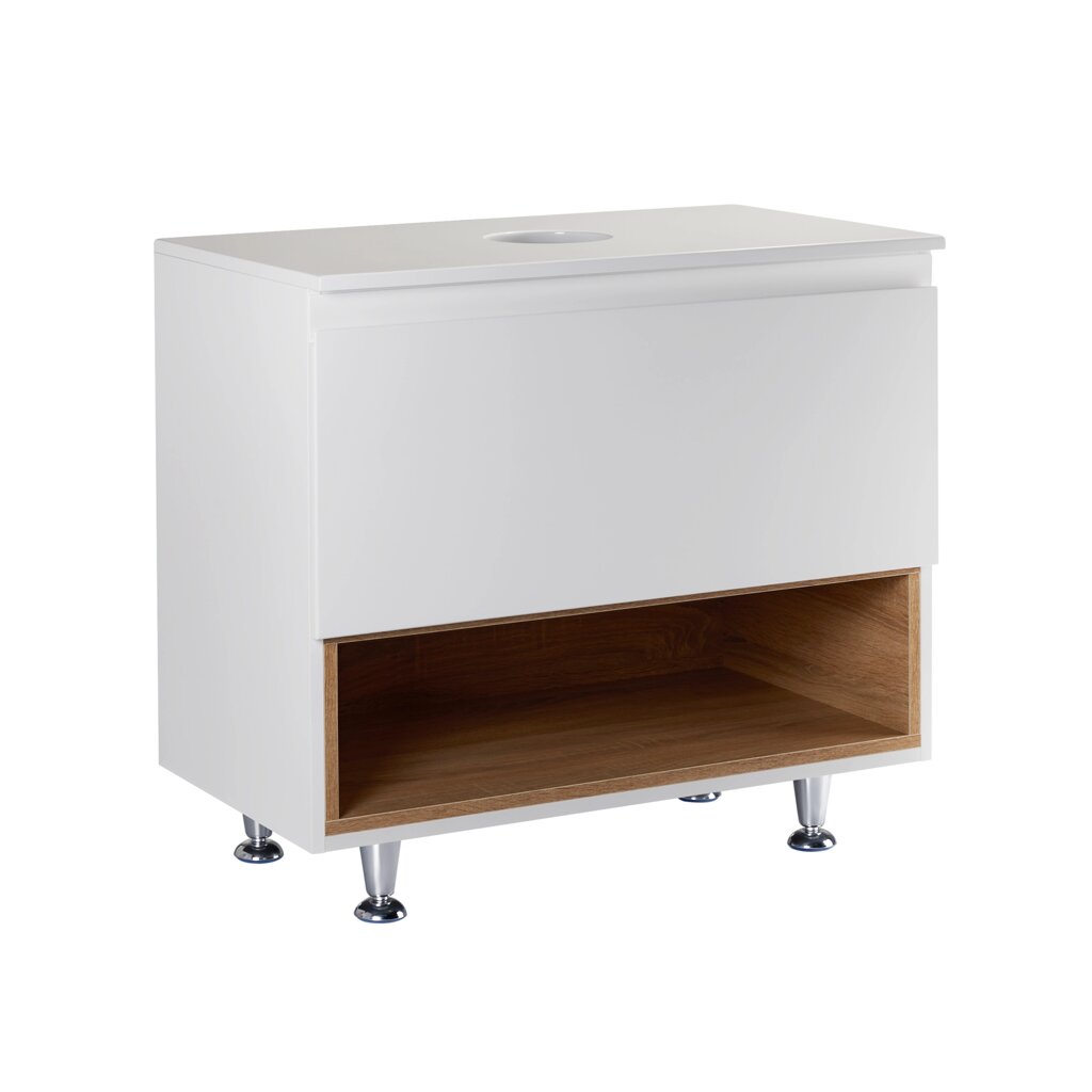 Тумба підлогова Qtap Robin 800х616х437 White/Whitish oak зі стільницею QT1380TNН8001WWO від компанії Romashka - фото 1