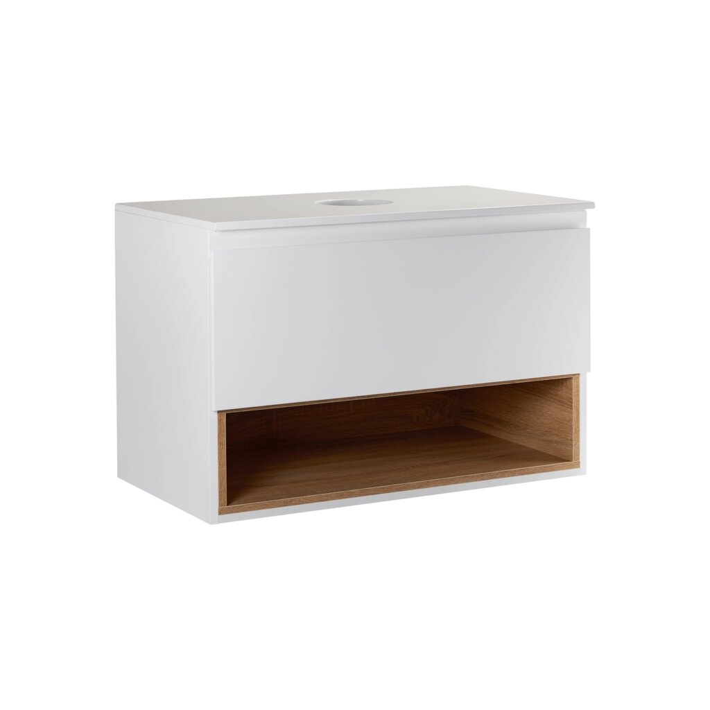 Тумба підвісна Qtap Robin 700х476х437 White/Whitish oak зі стільницею QT1379TPН7001WWO від компанії Romashka - фото 1