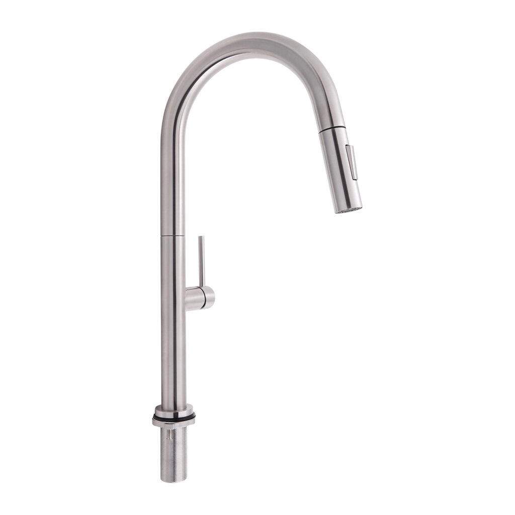 Змішувач для кухні Qtap Lenicka з висувним виливом QTLEN9138103UN Brushed Nickel PVD від компанії Romashka - фото 1