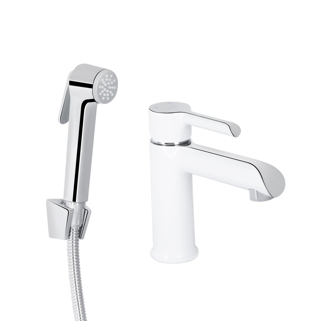 Змішувач для раковини Qtap Grand (з гігієнічним душем) QTGRA272CRW45671 Chrome/White від компанії Romashka - фото 1