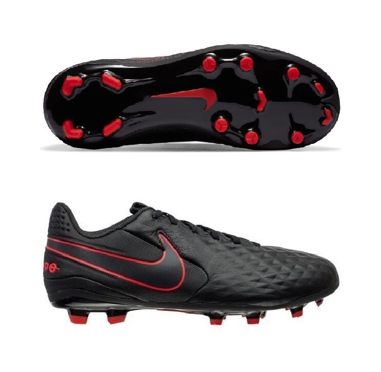 Дитячі шкіряні футбольні бутси Nike Tiempo Legend 8 Academy FG / MG Jr чорно-червоні (Оригінал) від компанії ФУТБОЛ + - фото 1