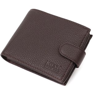 Горизонтальний чоловічий гаманець з натуральної шкіри флотар BOND 22007 Коричневий