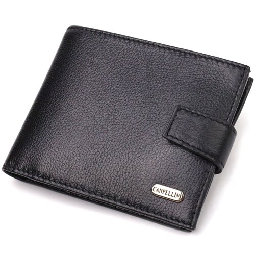 Класичний чоловічий гаманець з натуральної шкіри флотар CANPELLINI 21791 Чорний
