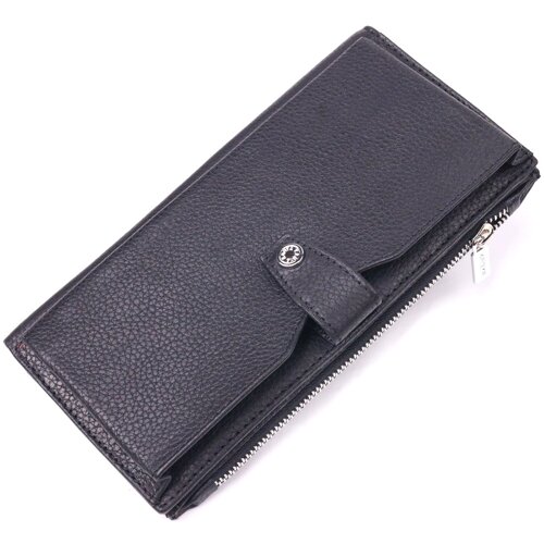 Класичний чоловічий вертикальний гаманець, виготовлений з натуральної шкіри Karya 21422 Чорний