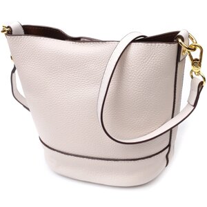 Компактна жіноча сумка з автономною косметичкою всередині із натуральної шкіри Vintage 22365 Біла